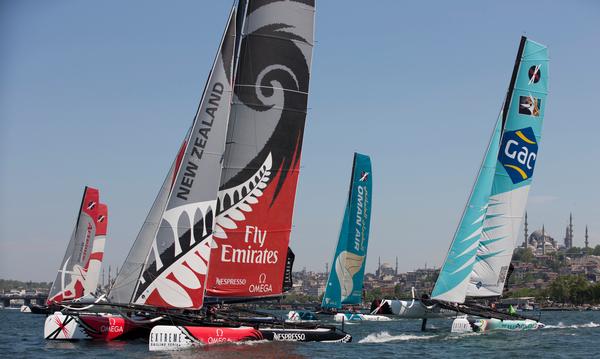 Emirates Team New Zealand on day 2 of the Istanbul Extreme Sailing Series regatta